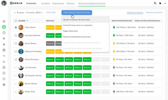 Software de control horario - Kenjo
